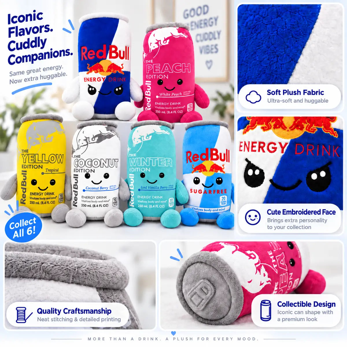 Energy Drink Can Plushie – 8.7" Cute Soft Stuffed Toy, 8 Styles Available, Desk Decor & Gift
